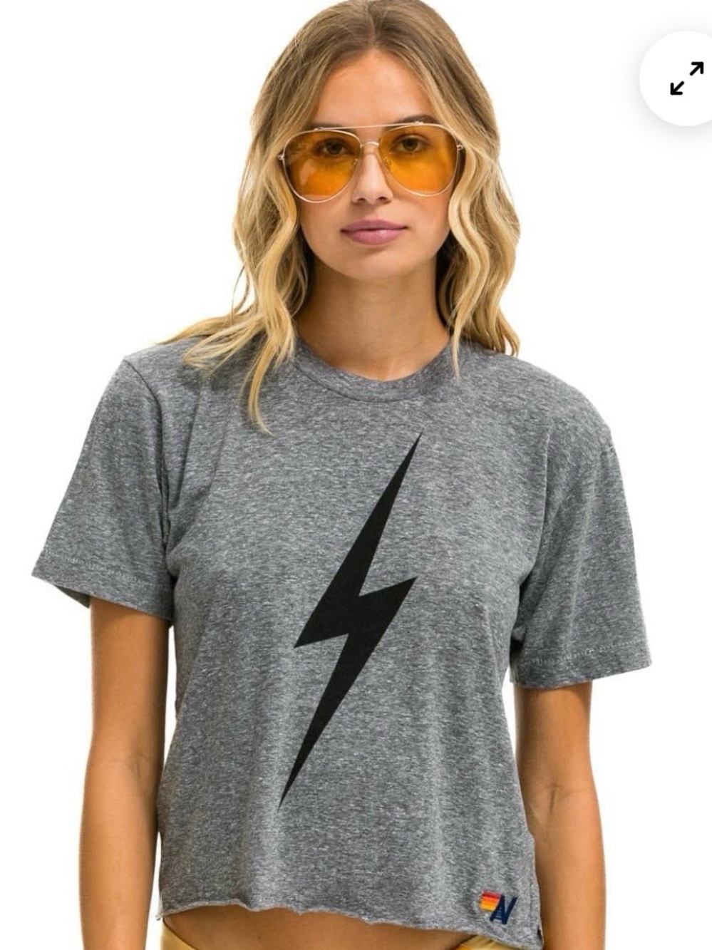 Aviator Nation Bolt Boyfriend Tee – Heather Grey, Small
